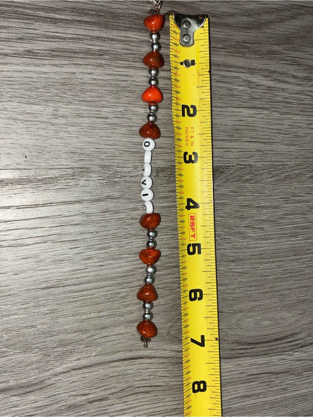 Red Stone Bead Bracelet with Silver Beads
